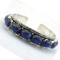Natural LAPIS LAZULI Handmade Antique 925 Silver Jewelry Bangle / Cuff BA-02L5