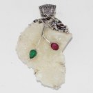 100gms lovely DRUSY & EMERALD RUBY Attractive 925 Silver Jewelry Pendant P-35L5