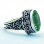 Dressy Nicely Detailed PERIDOT GLASS Sterling Silver Jewelry Ring Sz-9 R-34L5