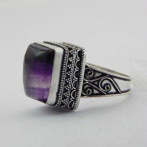 Antique & Stylish AMETHYST  Handmade Jewelry Ring Sterling Silver Sz-10 R-38L5