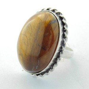 Elegant yet Stylish Tiger Eye Handmade Sterling Silver Jewelry Ring Sz-8 R-69L1