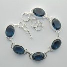 Wonderful BLUE QUARTZ IOLITE Sterling Silver Jewelry Bracelet Sz-7.25" BA-15L6