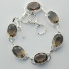 Fabulous SMOKY QUARTZ Sterling Silver Artisan Jewelry Bracelet Sz-7.25" BA-13L6