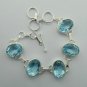 BLUE TOPAZ Artisan Sterling Silver Handmade Jewelry Bracelet Sz-7.25" BA-12L6