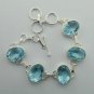 BLUE TOPAZ Artisan Sterling Silver Handmade Jewelry Bracelet Sz-7.25" BA-12L6