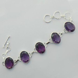 AMETHYST Gorgeous 925 Sterling Silver Handmade Jewelry Bracelet Sz-7.25" BA-11L6