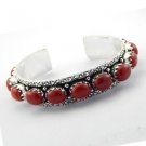 Very Beautiful CORAL Handmade Antique 925  Silver Jewelry Bangle / Cuff BA-08L5