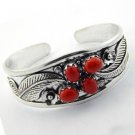 Antique Trendy Natural CORAL Sterling Silver Jewelry Bangle / Cuff BA-07L5
