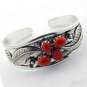 Antique Trendy Natural CORAL Sterling Silver Jewelry Bangle / Cuff BA-07L5
