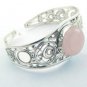 Elegent lovely Bangle / Cuff  with ROSE QUARTZ Sterling Silver Jewelry BA-06L5