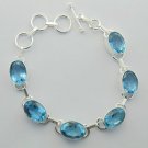 Very Nice BLUE TOPAZ 19 gms Sterling Silver Jewelry Bracelet Sz-7.25" BA-10L6