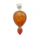 Natural AMBER Artisan Handcrafted  .925 Silver Jewelry Pendant P-20 L5
