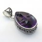 Handmade Amethyst Face Carving .925 Silver Jewelry Pendant P-25 L5