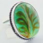 Stunning Green Stone Handmade 925 Sterling Silver Jewelry Ring Sz-8.5 R-76L1