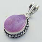 Dainty Piece Of Art Handmade Jewelry Pendant 925 Silver PURPLE DRUSY P-1114L1