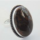 Beautiful Genuine Jewelry Ring made By  925 Silver with JASPER  Sz-9 R-78L1