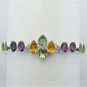 Sterling Silver Bracelet With Citrine Amethyst And Peridot Sz-7" BA-34L1
