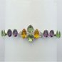 Sterling Silver Bracelet With Citrine Amethyst And Peridot Sz-7" BA-34L1