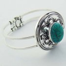 Antique Trendy GenuineTurquoise Sterling Silver Jewelry Bangle / Cuff BA-25L5