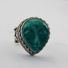 Handmade Turquoise Face Carving .925 Sterling Silver Jewelry Ring Sz-9 R-49L5