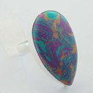 Very Attractive Rainbow Calsilica Gemstone Handmade Jewelry Ring  Sz-8 R-77L1