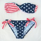 US Flag Padded Twisted Tie Side Bikini Swimsuit Top and Hot Sexy Stars and Stripes Swimwear Bottom