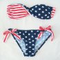 US Flag Padded Twisted Tie Side Bikini Swimsuit Top and Hot Sexy Stars and Stripes Swimwear Bottom