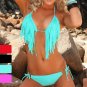 Fashion tassel halter-neck beach sexy swimwear swimsuit sexy fringes bikini set with top and bottom