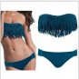 Girl Lady Tassel Padded Boho Fringe Top Strapless Bikini Swimwear Sexy Swimsuit Top and Bottoms