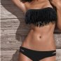 Girl Lady Tassel Padded Boho Fringe Top Strapless Bikini Swimwear Sexy Swimsuit Top and Bottoms
