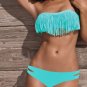Girl Lady Tassel Padded Boho Fringe Top Strapless Bikini Swimwear Sexy Swimsuit Top and Bottoms