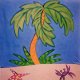 Palm Tree hand painted shower curtain