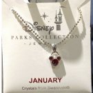 Disney Parks Mickey Mouse Faux Garnet January Birthstone Necklace Silver Color