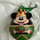 Disney Parks Green Nutcracker Mickey Mouse Glass Ball Ornament NEW