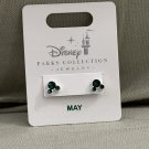 Disney Parks Mickey Mouse Faux Gem May Birthstone Stud Earrings Silver Color NEW