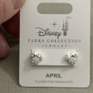 Disney Parks Minnie Mouse Faux Gem Crystal April Birthstone Stud Earrings NEW