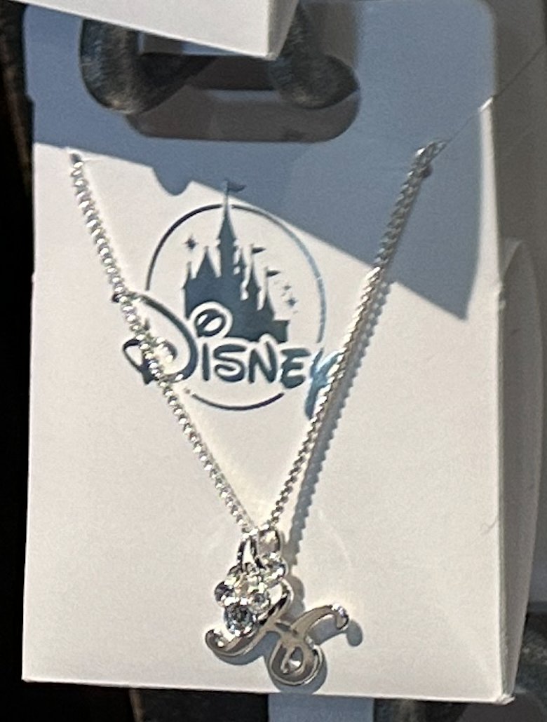 Disney Parks Mickey Mouse Faux Gem Letter H Silver Color Necklace NEW