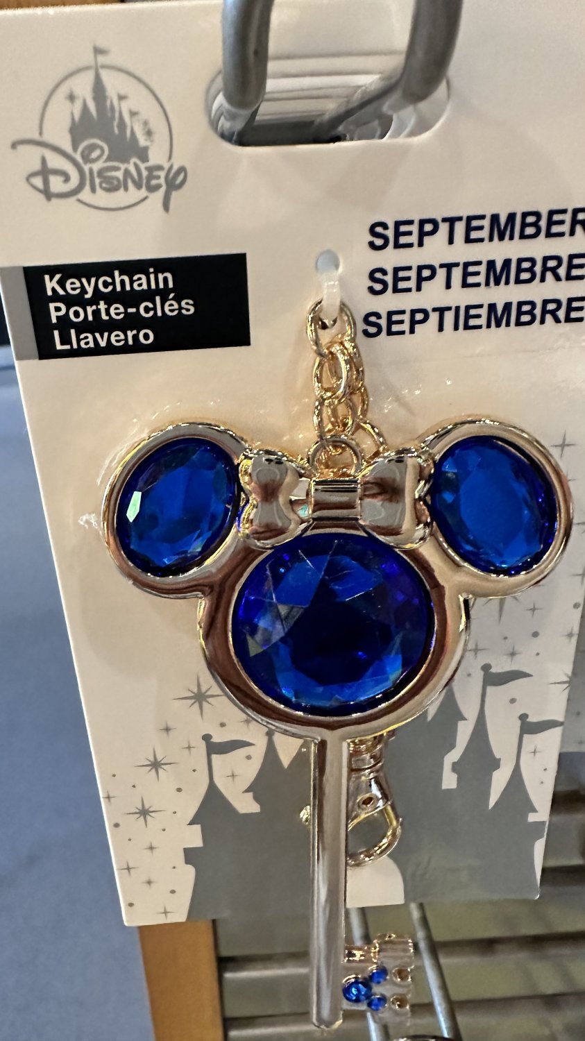 Disney Parks September Faux Sapphire Birthstone Keychain NEW