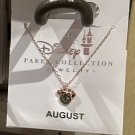 Disney Parks Minnie Mouse Faux Peridot August Birthstone Necklace Gold Color