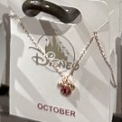 Disney Parks Minnie Mouse Rose October Faux Birthstone Necklace Gold Color NEW