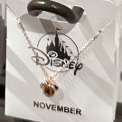 Disney Parks Minnie Mouse Faux Topaz November Birthstone Necklace Gold Color