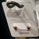 Disney Parks Minnie Mouse January Faux Garnet Birthstone Earrings Gold Color