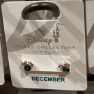 Disney Parks Minnie Mouse Faux Zircon December Birthstone Earrings Gold Color