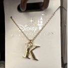 Disney Parks Mickey Mouse Faux Gem Letter K Gold Color Necklace NEW