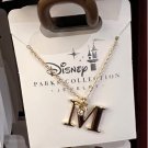 Disney Parks Mickey Mouse Faux Gem Letter M Gold Color Necklace NEW