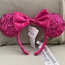Disney Parks Deep Pink Minnie Mouse Ears Sequin Headband NEW