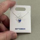 Disney Park Mickey Mouse Faux Sapphire September Birthstone Necklace Silver Tone