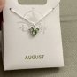 Disney Parks Mickey Mouse Faux Peridot August Birthstone Necklace Silver Color