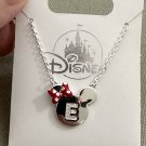 Disney Parks Minnie Mouse Icon Letter E Silver Color Necklace Child Size NEW