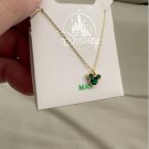 Disney Parks Mickey Mouse Faux Emerald May Birthstone Necklace Gold Color